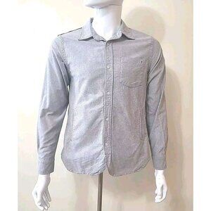 Unitryb Button Up Mens Shirt Size Medium Gray Black Slash Pockets